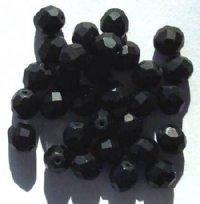 25 8mm Faceted Matte Black Firepolish Beads